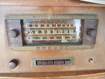 Close up of antique radio